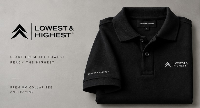 Black LOWEST & HIGHEST collar tee